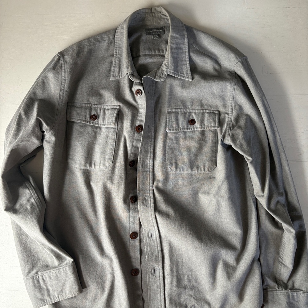 LL Bean Signature Gray Button-Up Shirt